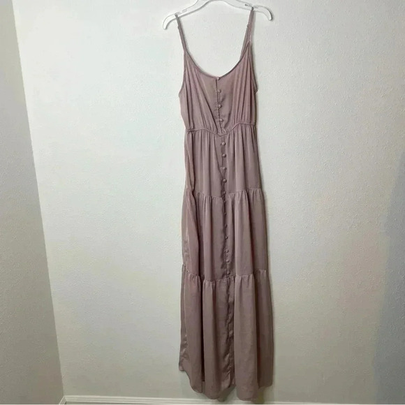 KORI Womens Sleeveless Old Rose Tiered Maxi Dress Size S Scoop Neck Boho Fairy - Picture 1 of 7
